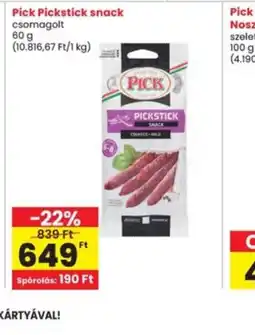 Interspar PICK Pickstick snack ajánlat