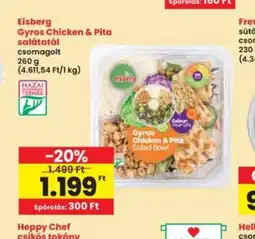 Interspar Eisberg Gyros Chicken 1.199" Pita salátatál ajánlat
