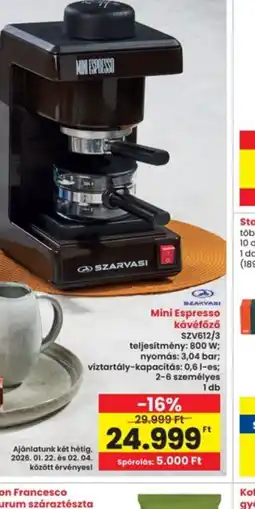 Interspar SZARVASI Mini Espresso kávéfőző ajánlat