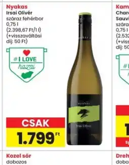 Interspar Nyakas Irsai Olivér fehérbor ajánlat