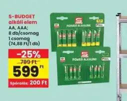 Interspar S-BUDGET alkáli elem ajánlat