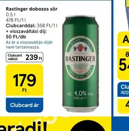Tesco Rastinger dobozos sör ajánlat