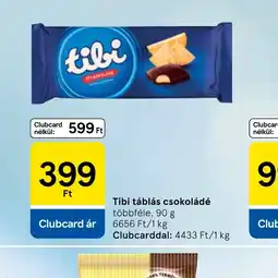 Tesco TIBI táblás csokoládé ajánlat