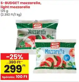 Spar S-BUDGET mozzarella, light mozzarella ajánlat