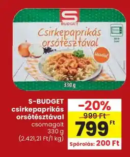 Spar S-BUDGET csirkepaprikás orsótésztával ajánlat