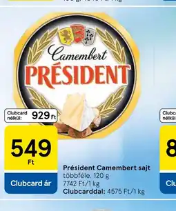 Tesco PRÉSIDENT Camembert sajt ajánlat