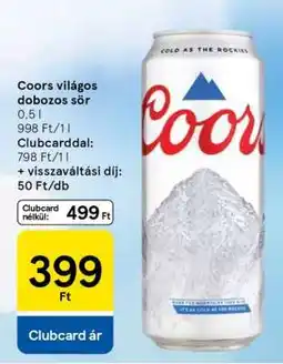 Tesco Coors világos dobozos sör ajánlat