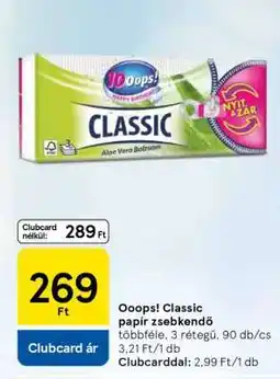 Tesco Ooops! Classic papír zsebkendő ajánlat