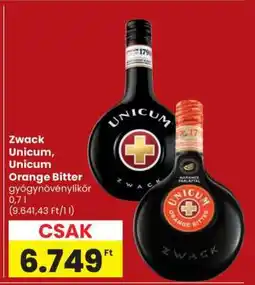 Spar Zwack Unicum, Unicum Orange Bitter ajánlat