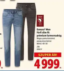 Lidl Esmara Men Férfi slim fit prémium farmernadrág ajánlat