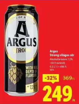 Lidl Argus Strong világos sör ajánlat