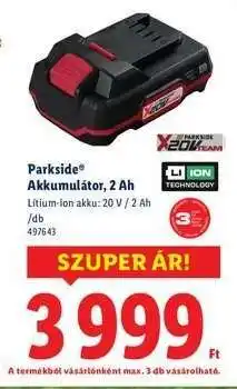 Lidl PARKSIDE Akkumulátor, 2 Ah ajánlat