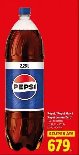 Lidl Pepsi / Pepsi Max / Pepsi Lemon Zero ajánlat