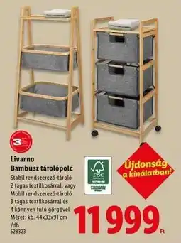Lidl Livarno Bambusz tárolópolc ajánlat