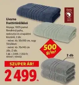 Lidl Livarno Frottírtörülköző ajánlat