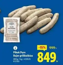 Lidl PIKOK PURE Bajor grillkolbász ajánlat