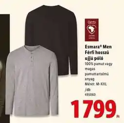 Lidl esmara MEN Férfi hosszú ujjú póló ajánlat