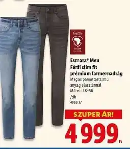 Lidl Esmara Men Férfi slim fit prémium farmernadrág ajánlat