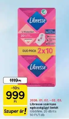 Tesco Libresse szárnyas egészségügyi betét ajánlat