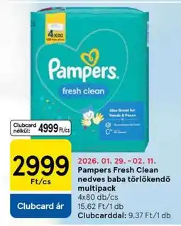 Tesco Pampers Fresh Clean nedves baba törlőkendő multipack ajánlat