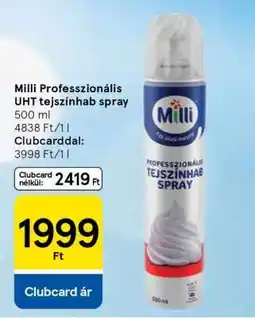 Tesco Milli Professzionális UHT tejszínhab spray ajánlat