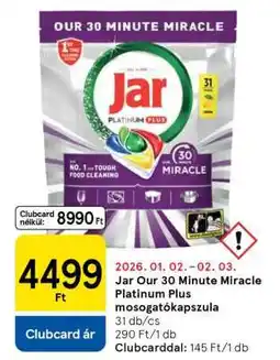 Tesco Jar Our 30 Minute Miracle Platinum Plus mosogatókapszula ajánlat