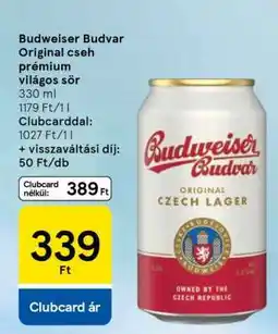 Tesco Budweiser Budvar Original cseh prémium világos sör ajánlat