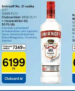 Tesco Smirnoff No. 21 vodka ajánlat