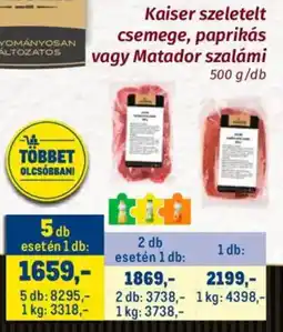 Metro Kaiser szeletelt csemege, paprikás, Matador szalámi ajánlat