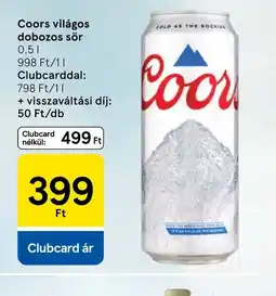 Tesco Coors világos dobozos sör ajánlat