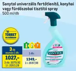 Metro Sanytol univerzális fertőtlenítő, konyhai, fürdőszobai tisztító spray ajánlat