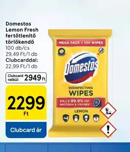 Tesco Domestos Lemon Fresh törlőkendő ajánlat