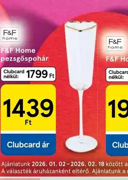 Tesco F&F Home pezsgőspohár ajánlat