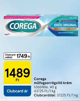 Tesco Corega műfogsorrögzítő krém ajánlat