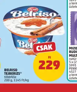PENNY Zott Belriso tejberizs ajánlat