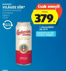 ALDI BUDWEISER VILÁGOS SÖR ajánlat