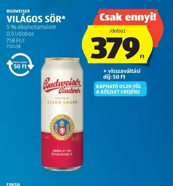 BUDWEISER VILÁGOS SÖR