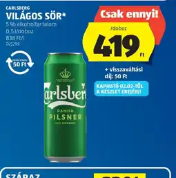 ALDI CARLSBERG VILÁGOS SÖR ajánlat