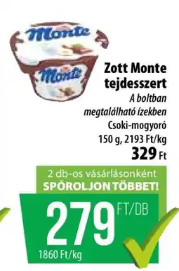 Coop Zott Monte Tejdesszert ajánlat