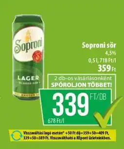 Coop Soproni sör ajánlat