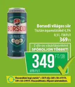 Coop BORSODI Világos sör ajánlat
