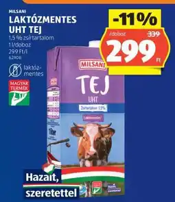 ALDI MILSANI LAKTÓZMENTES UHT TEJ ajánlat