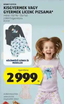 ALDI Disney Stitch Kisgyermek vagy Gyermek Licenc Pizsama ajánlat