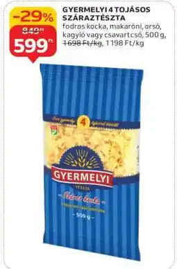 Auchan Gyermelyi 4 tojásos száraztészta ajánlat