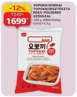 Auchan YOPOKKI KOREAI TOPOKKI RIZSTÉSZTA ÉDES-FŰSZERES SZÓSSZAL ajánlat