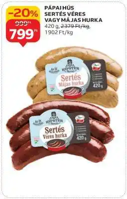 Auchan Pápai Hús Sertés Véres vagy Májas Hurka ajánlat