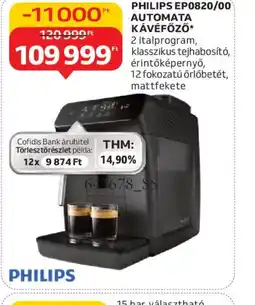 Auchan PHILIPS AUTOMATA KÁVÉFŐZŐ ajánlat