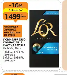 Auchan L'OR NESPRESSO KÁVÉKAPSZULA ajánlat