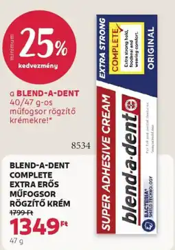 Rossmann Blend-a-Dent Complete Extra Erős műfogsor rögzítő krém ajánlat