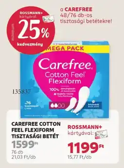 Rossmann Carefree Cotton Feel Flexiform Tisztasági betét ajánlat
